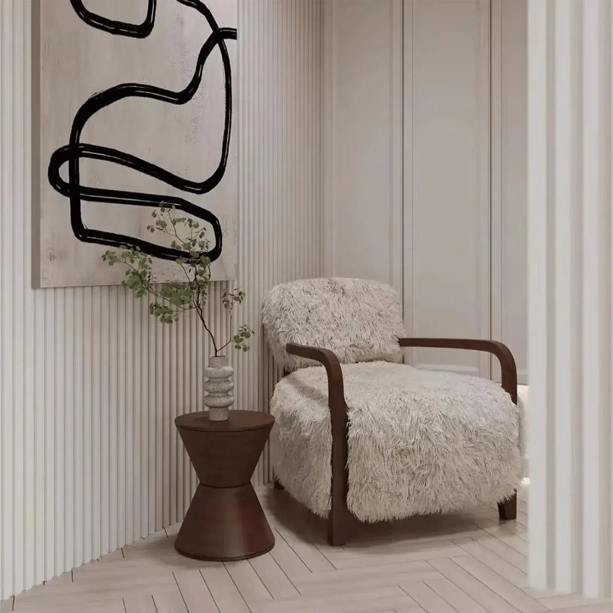 Yeti Sheepskin Armchair and Ottoman Replica - View 11
