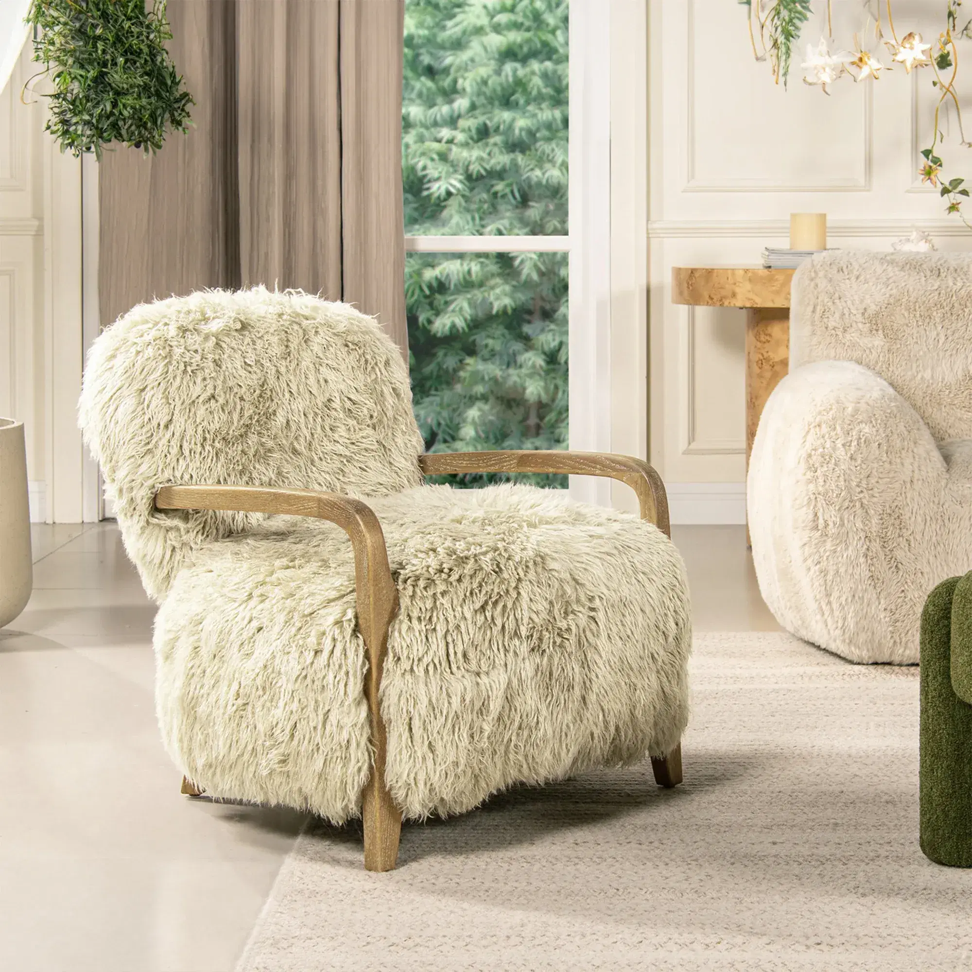 Yeti Sheepskin Armchair and Ottoman Replica - View 12