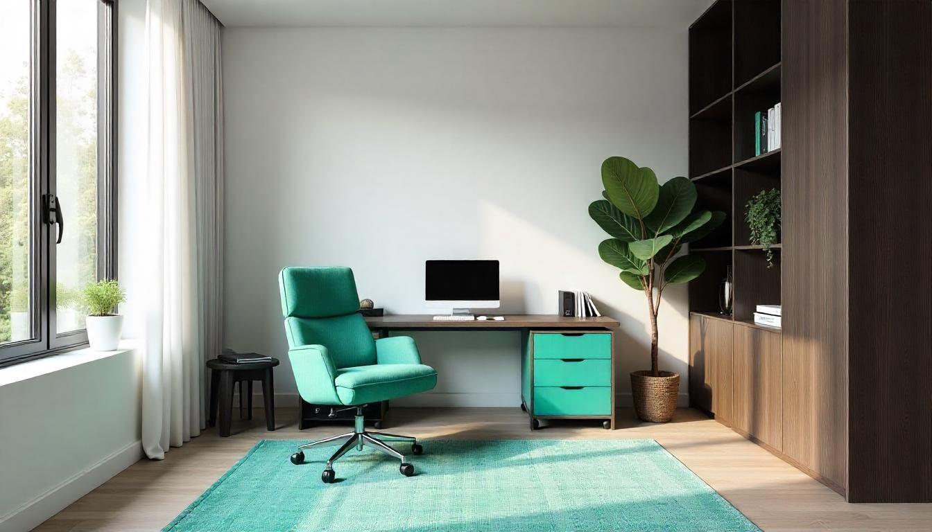 inspiration for room layout to be used as a office space in the corner of the bedroom